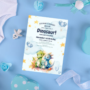 Dinosaur Stomp Chomp Rawr 1st Birthday Party Boy Kaart