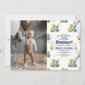 Dinosaur Stomp Chomp Rawr 1st Birthday Party Boy Kaart (Voorkant)