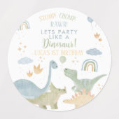 Dinosaur Stomp Chomp Rawr 1st Birthday Party Boy Labels (Design 2)