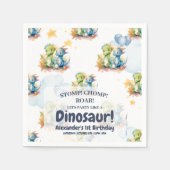 Dinosaur Stomp Chomp Rawr 1st Birthday Party Boy Servet (Voorkant)