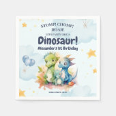 Dinosaur Stomp Chomp Rawr 1st Birthday Party Boy Servet (Voorkant)
