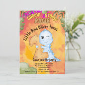 Dinosaur Stomp Chomp Rawr 2nd birthday party Kaart (Staand voorkant)