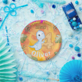 Dinosaur Stomp Chomp Rawr 4e verjaardagsfeestje Papieren Bordje (Feest)