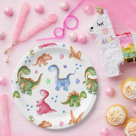 Dinosaur Stomp Chomp Rawr Verjaardagsfeest Papieren Bordje (Feest)