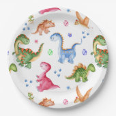 Dinosaur Stomp Chomp Rawr Verjaardagsfeest Papieren Bordje (Voorkant)