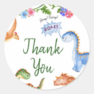 Dinosaur Stomp Chomp Rawr Verjaardagsfeest Ronde Sticker
