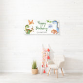 Dinosaur Stomp Chomp Rawr Verjaardagsfeest Spandoek (Insitu)