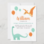 Dinosaur Stomp Chomp Rawr Verjaardagsfeestje Jonge Kaart (Voorkant)