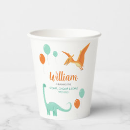 Dinosaur Stomp Chomp Rawr Verjaardagsfeestje Jonge Papieren Bekers