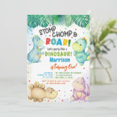 Dinosaur Stomp Chomp & Roar! 1e verjaardag jongen Kaart (Staand voorkant)