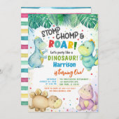 Dinosaur Stomp Chomp & Roar! 1e verjaardag jongen Kaart (Voorkant / Achterkant)
