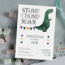 Dinosaur Stomp Chomp Roar 1st Birthday