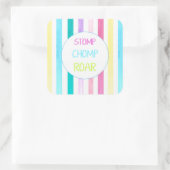 Dinosaur Stomp Chomp Roar streep Vierkante Sticker (Tas)