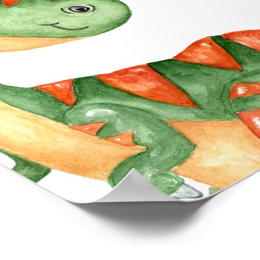 Dinosaur Stomp Chomp Roar Verjaardagsfeest Poster (Hoek)