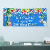 Dinosaur stroomlijnt ballonnen helder kleurige jon spandoek (Beurs)