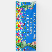 Dinosaur stroomlijnt ballonnen helder kleurige jon spandoek (Verticaal)