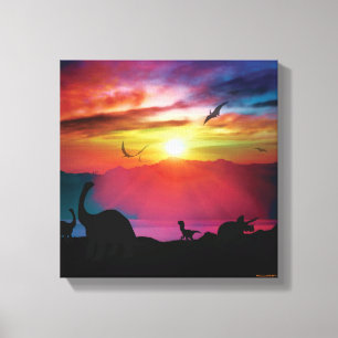 Dinosaur Sunset Canvas Afdruk