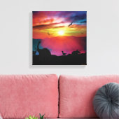 Dinosaur Sunset Canvas Afdruk (Insitu (Woonkamer))
