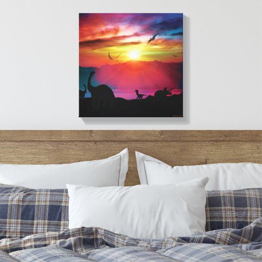 Dinosaur Sunset Canvas Afdruk (Insitu (Slaapkamer))