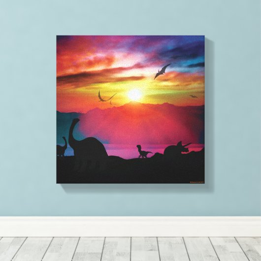 Dinosaur Sunset Canvas Afdruk (Insitu (Houten vloer))
