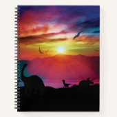 Dinosaur Sunset Notitieboek (Voorkant)