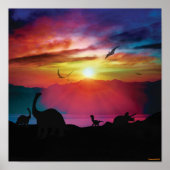 Dinosaur Sunset Poster (Voorkant)