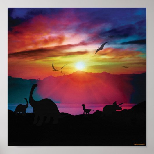 Dinosaur Sunset Poster (Voorkant)