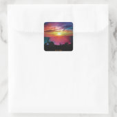 Dinosaur Sunset Vierkante Sticker (Tas)