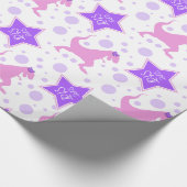 Dinosaur Super Star Wrapping Paper | Roze en Paars Cadeaupapier (Hoek)