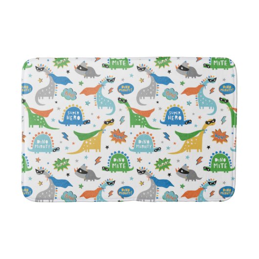 Dinosaur superheld in heldere kleuren badmat (Voorkant)