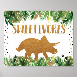 Dinosaur Sweetivores Birthday Food Table Sign Poster
