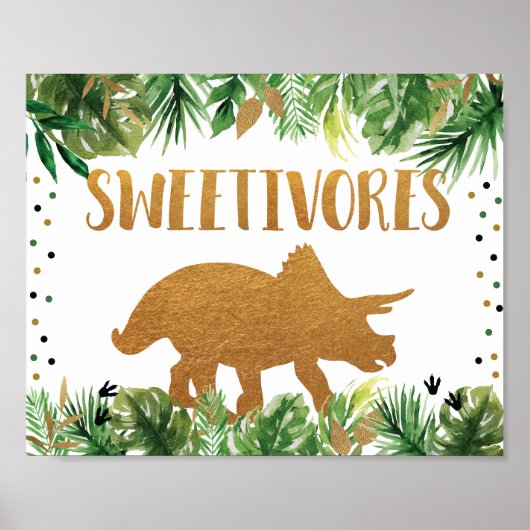 Dinosaur Sweetivores Birthday Food Table Sign Poster (Voorkant)