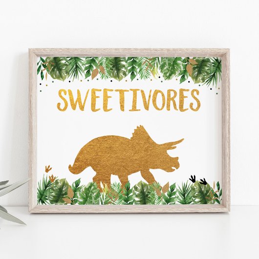 Dinosaur Sweetivores Birthday Sweets Sign Poster