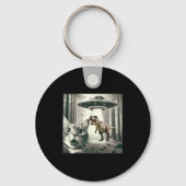 Dinosaur T Alien Cat Selfie UFO Rex Sleutelhanger (Voorkant)