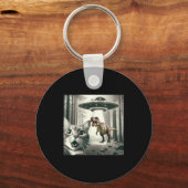 Dinosaur T Alien Cat Selfie UFO Rex Sleutelhanger (Voorkant)