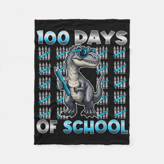 Dinosaur T Rex 100 dagen schoolkleding 100 dagen Fleece Deken (Voorkant)