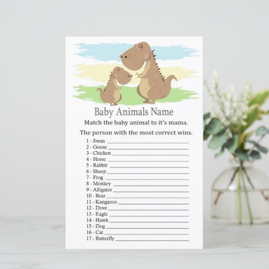 Dinosaur, T-rex Baby Animals Name Game (Staand voorkant)