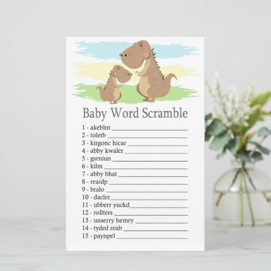 Dinosaur T-rex Baby word scramble game (Staand voorkant)