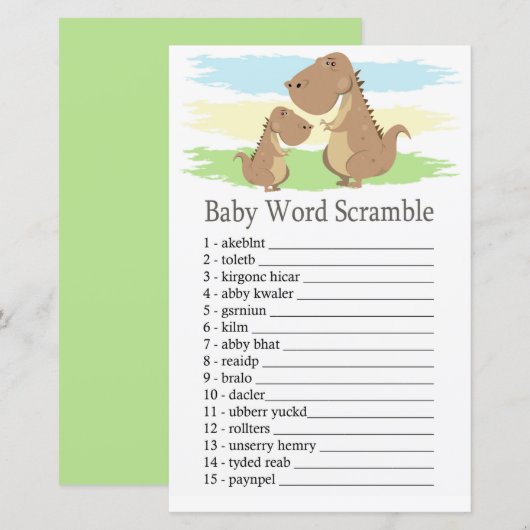 Dinosaur T-rex Baby word scramble game (Voorkant / Achterkant)