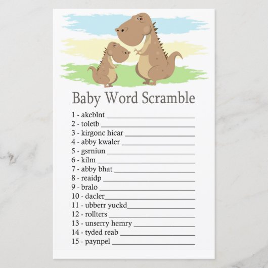 Dinosaur T-rex Baby word scramble game (Voorkant)