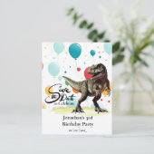 Dinosaur  T-Rex Ballonnen Save the date  Briefkaart (Staand voorkant)