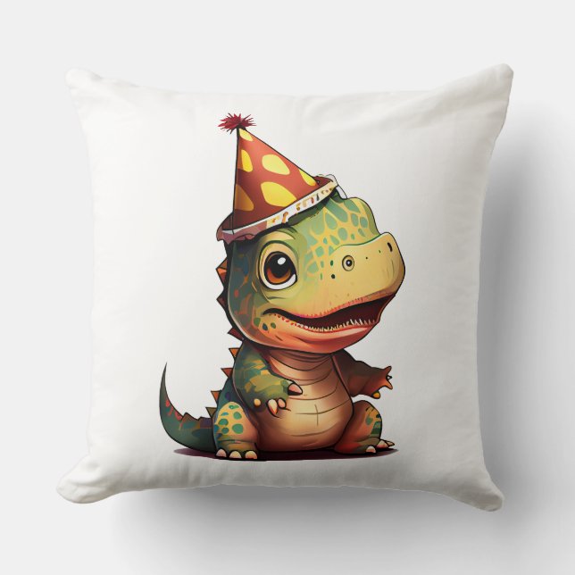 Dinosaur T Rex Birthday Baby Kussen (Voorkant)