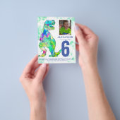 Dinosaur T Rex Birthday Party Fotobudget Flyer (Hand)