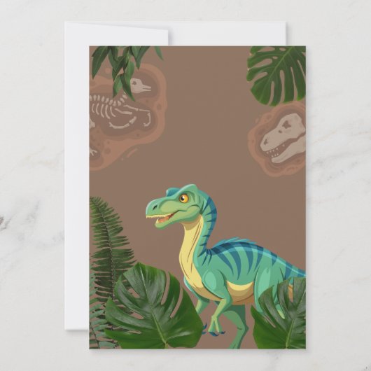 Dinosaur T-Rex Birthday Party Kaart (Achterkant)