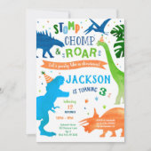Dinosaur T-rex Birthday Party Kaart (Voorkant)