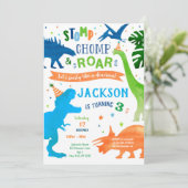 Dinosaur T-rex Birthday Party Kaart (Staand voorkant)