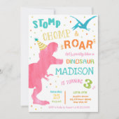 Dinosaur T-Rex Birthday Party Uitnodigingen voor m (Voorkant)