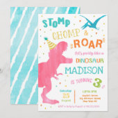 Dinosaur T-Rex Birthday Party Uitnodigingen voor m (Voorkant / Achterkant)