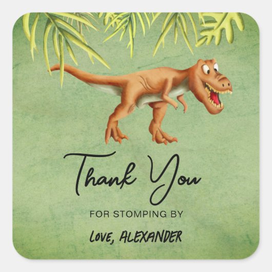 Dinosaur T Rex Birthday Party Vierkante Sticker (Voorkant)