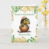 Dinosaur T Rex Birthday Roar Jurassic Kaart (Gele Bloem)